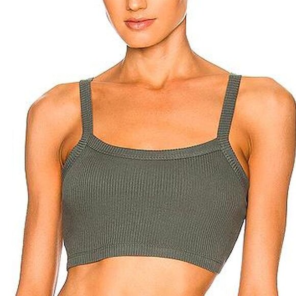 Alo Ribbed Whisper Bra Tank Dark Green size medium - Picture 1 of 6